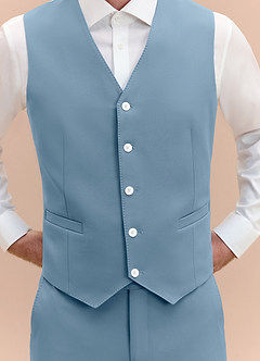 front James Light Blue Structured Stretch Suit Vest