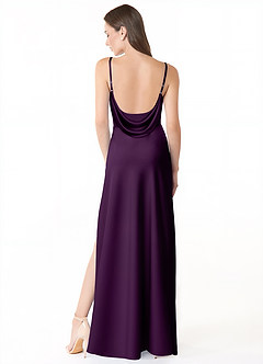Azazie Alaija Bridesmaid Dresses Grape Mermaid Side Slit Stretch Satin Dress image4