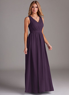 Azazie Kingsley Bridesmaid Dresses Plum A-Line Lace Chiffon Dress image5