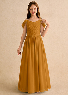 Azazie Chelo Girls Formal Flower Girl Klänningar Klä A-Linje i Chiffong Plisserad image5