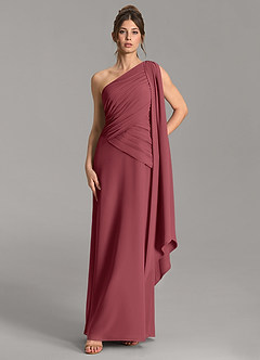 Azazie Ayra Bridesmaid Dresses Merlot A-Line One Shoulder Chiffon Dress image1