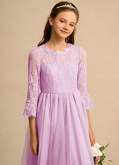 Azazie Lamb Girl Flower Girl Dresses Candy Pink Ball-Gown Lace Dress image5