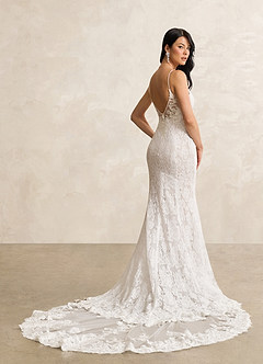 Azazie Prudence Wedding Dresses Diamond White Nude Mermaid Sequins Tulle Dress image1