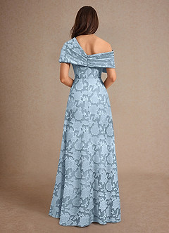 Azazie Milton Abiti per la Madre della Sposa Abito A-Line in Burnout Floreale Plissettato Azzurro image2