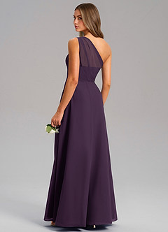 Azazie Phaedra Bridesmaid Dresses Plum A-Line One Shoulder Chiffon Dress image15