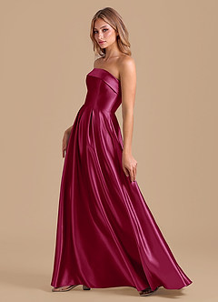 Azazie Lucienne Bridesmaid Dresses Burgundy A-Line Pleated Metallic Satin Dress image6