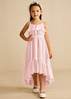 Azazie Karmen Flower Girl Dresses Blushing Pink A-Line Ruched Chiffon Dress image5