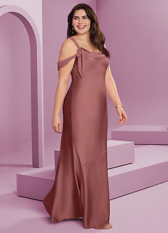 Barbie ♥ Azazie Abiti da Damigella Abito Tubino in Raso Elasticizzato Plissettato Ametista image3