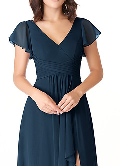 Azazie Omari Brautjungfernkleider A-Linie Chiffon Kleid Dunkelmarine image5