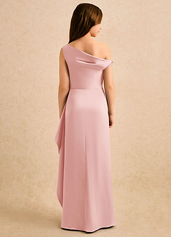 Azazie Avalia Girls Formal Venta Final Vestido de Blushing Pink de Satén Elástico de Corte Recto con Vestidos sin tirantes image2