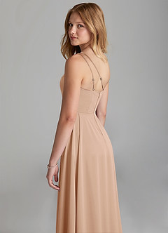 Azazie Maron Junior English Rose A-Line Pleated Stretch Satin Dress image2