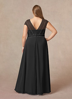 Azazie Star Mother of the Bride Dresses Black A-Line V-Neck sequins Chiffon Dress image7