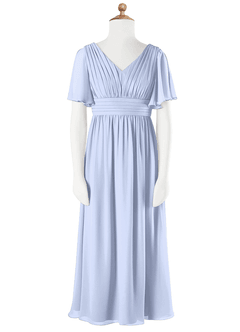 Azazie Temeka Junior Ice A-Line Pleated Chiffon Dress image4