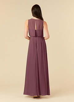 Azazie Marchioness Mother of the Bride Dresses Sangria A-Line Scoop Pleated Chiffon Dress image2