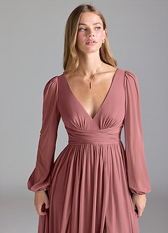 Azazie Norah Bridesmaid Dresses Desert Rose A-Line Mesh Dress image7