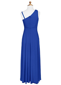 Azazie Brooke Junior Abito A-Line in Maglia Plissettato Blu Reale image6
