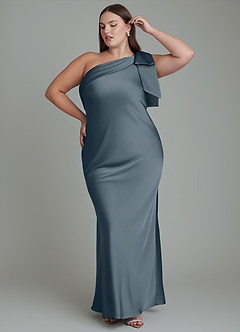 Azazie Yuanna Bridesmaid Dresses Twilight Mermaid One Shoulder Stretch Satin Dress image11