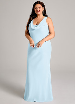 Azazie Rylina Bridesmaid Dresses Sky Blue Mermaid Pleated Chiffon Dress image3