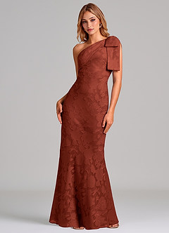Azazie Yuanna Final Sale Terracotta Mermaid One Shoulder Floral Burnout Dress image4