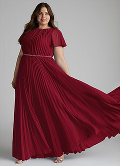 Azazie Kara Modest brudtärna klänningar Klänning A-Line Plisserad Golvlängd Chiffong image10