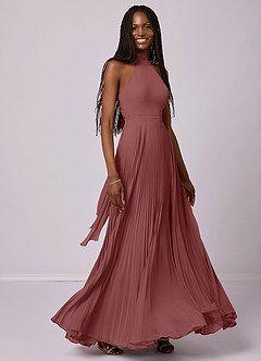 Barbie ♥ Azazie Vestidos de damas de honor Vestido de Amatista de Gasa de Corte en A con Plisado image5