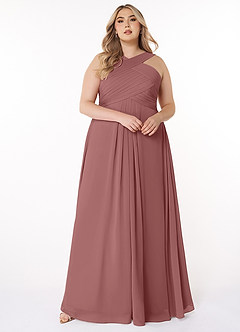 Azazie Kaleigh Bridesmaid Dresses Desert Rose A-Line Pleated Chiffon Dress image7