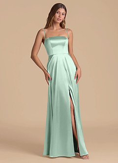 Azazie Wren Jurken voor bruidsmeisjes Jurk van Metaalachtig Satijn met A-Lijn Strapless Agave image5