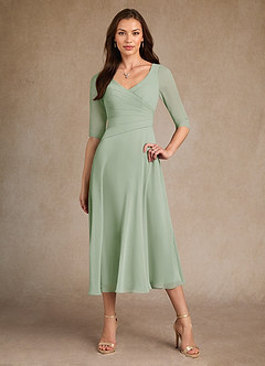 Azazie Durant Mother of the Bride Dresses Dusty Sage A-Line Pleated Chiffon Dress image4