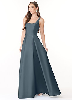 Azazie Neve Robes de demoiselle d'honneur Robe Princesse en Satin extensible avec poches Violet Crépusculaire image3