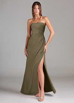 Azazie Aliani Final Sale Willow Green Sheath Strapless Chiffon Convertible Dress image1