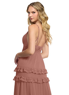 Azazie Rachel Brautjungfernkleider A-Linie Chiffon Kleid Zedernrose image5
