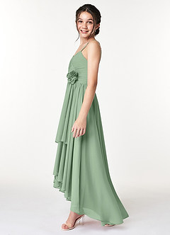 Azazie Catalina Junior Matcha A-Line Ruched Chiffon Dress image5