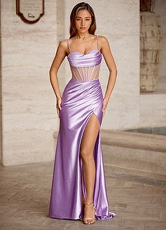 Bianca Lilac Rhinestone Cutout Corset Satin Prom Dress image7