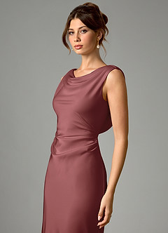 Azazie Kieryn Bridesmaid Dresses Amethyst Mermaid Pleated Stretch Satin Dress image4