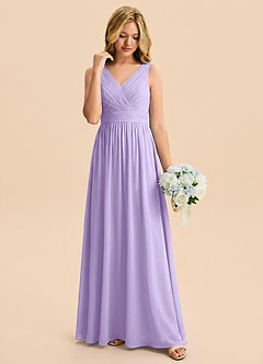 Azazie Kora Junior Lilac A-Line Pleated Chiffon Dress image4