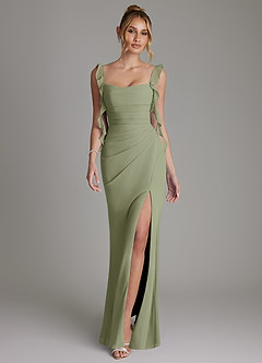 Azazie Jessamine Bridesmaid Dresses Pistachio Mermaid Corset Chiffon Dress image1