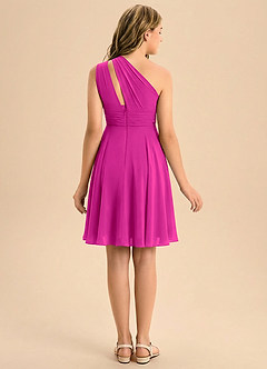 Azazie Charlize Junior Fuchsia A-Line Pleated Chiffon Dress image2
