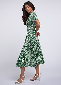 Express Yourself Green Floral Print Wrap Dress image5