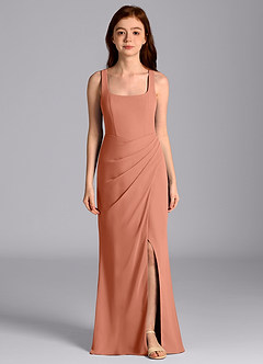 Azazie Mero Junior Vestido de Mai Tai de Gasa de Corte Sirena con Plisado image4