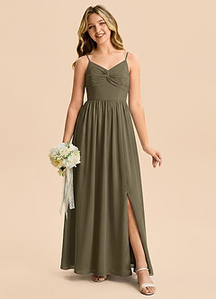 Azazie Zeya Junior Willow Green A-Line Chiffon Dress image3