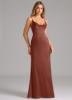 Azazie Aimee Bridesmaid Dresses Auburn A-Line Sweetheart Neckline Stretch Satin Dress image3