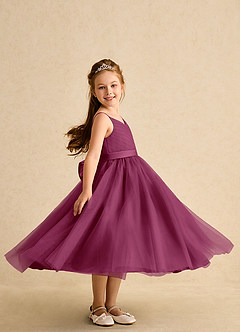 Azazie Patootie vestidos de niña de las flores Vestido de Mora de Tul de Corte En A con Tirante Espagueti image3