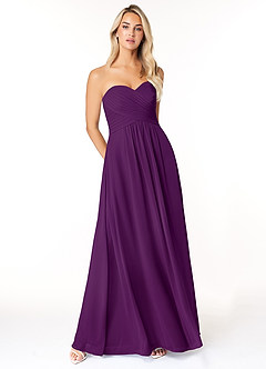 Azazie Yazmin Bridesmaid Dresses Grape A-Line Sweetheart Neckline Chiffon Convertible Dress image1