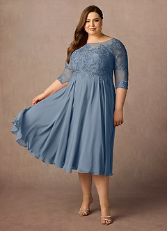 Azazie Marge Brudens mor kjoler A-Line Scoop Blonde Chiffon Te-længde Kjole image8