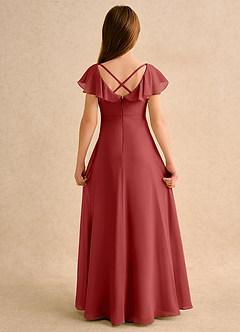 Azazie Nari Girls Formal Blumenmädchenkleider A-Linie mit ärmel Chiffon Kleid Rost image7