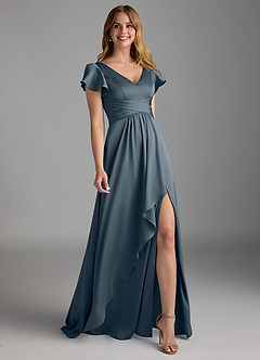 Azazie Omari Brautjungfernkleider A-Linie Stretch-Satin Kleid Zwielichtviolett image1