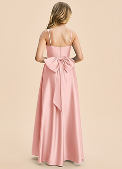 Azazie Kai Junior Powder Pink A-Line Pleated Stretch Satin Dress image2