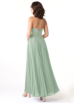Azazie Devyn Bridesmaid Dresses Agave A-Line Corset Chiffon Dress image4