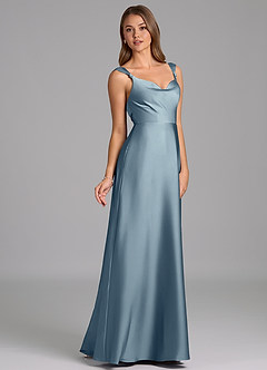 Azazie Beatrice Bridesmaid Dresses Dusty Blue A-Line Sweetheart Neckline Stretch Satin Dress image5
