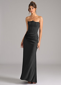 Azazie Debby Bridesmaid Dresses Black Mermaid Strapless Stretch Satin Convertible Dress image4
